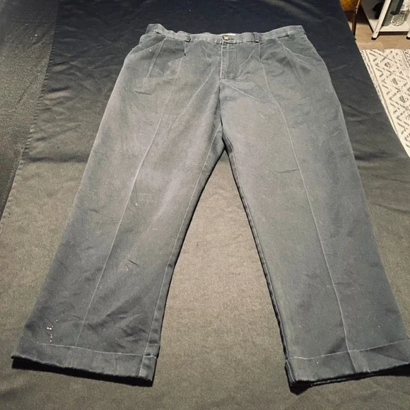 Dockers D4 Relaxed Fit Mens 36x29 Navy Blue Pleated Cuffed Chino Pants