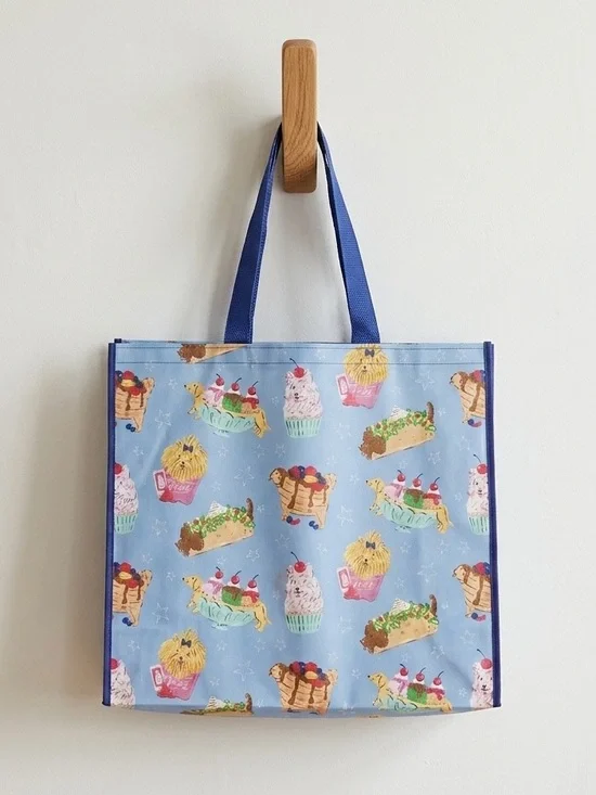 Dogs and Cupcake Print Reusable Tote Bag New
