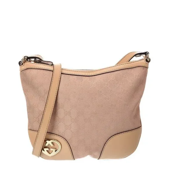 Gucci Beige Lambskin Leather Gg Tote (Authentic Pre-Loved)
