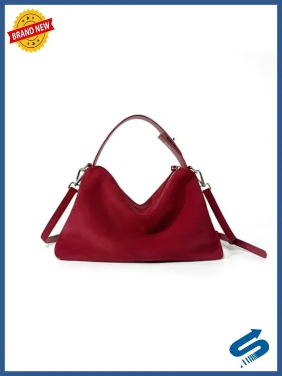 Suede Leather Tote Bag with Adjustable Crossbody Strap Hobo Satchel Purse