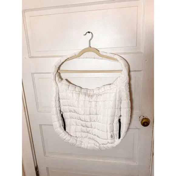 Free People Movement Quilted Carryall Bag White Puffer Hobo Tote Large