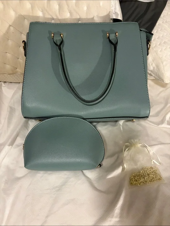 Women's Structured Satchel and Pouch - Teal