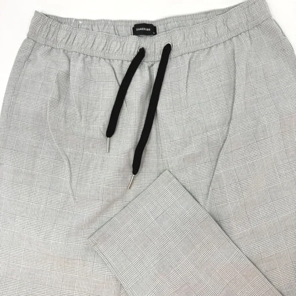 Zanerobe Mens Size 34 Gray Glen Plaid Jogger Pants Elastic Waist Drawstring