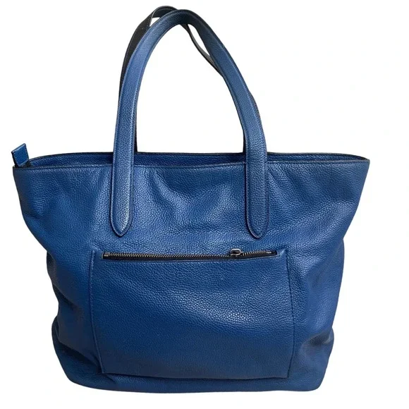 Coach Cobalt Blue Pebbled Leather Tote Bag Large Shoulder Bag  no hang tag