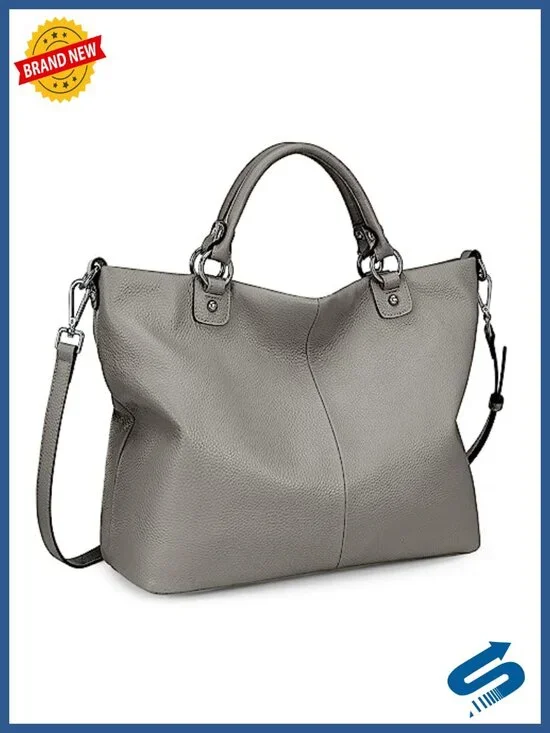 Women's Genuine Leather Tote Bag with Adjustable Strap, Fits 13