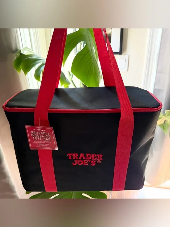 Trader Joe's Black and Red Insulated Tote Bag NEW RELEASE LIMITED EDITION