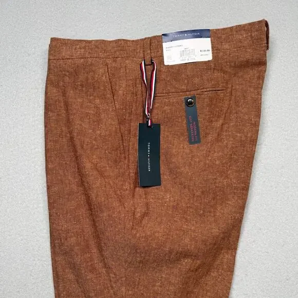 Tommy Hilfiger Modern Fit 100% Linen Men's Suit Pants Rust 44x30 $135