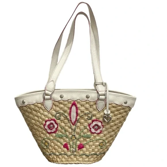 Brighton Cream & Natural Woven Floral Tote