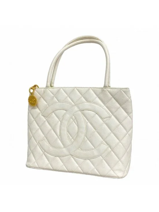 Chanel Tote Reissue Caviar Leather White Gold