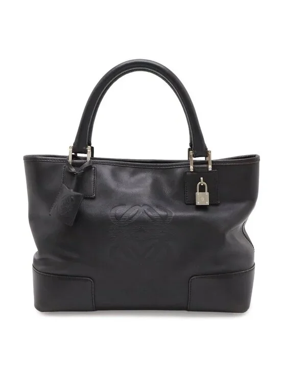 Loewe Anagram Amazona Justa Tote Leather Black Silver 311.62.028
