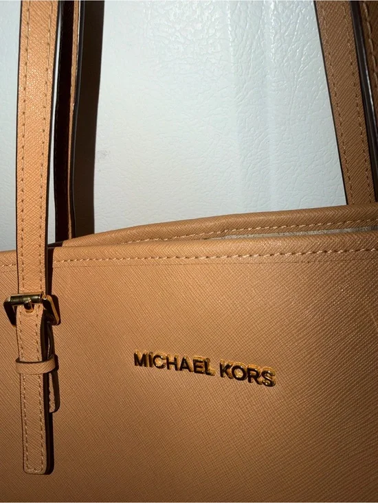Michael Kors Camel Saffiano Leather Tote with Gold Hardware