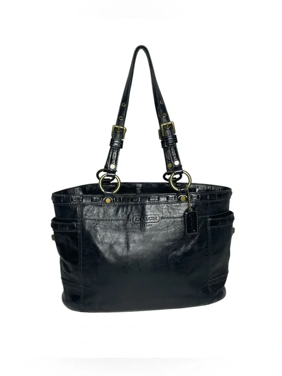 Coach Gallery Patent Laced Leather Tote Bag Handbag Purse Black 11500 Satchel