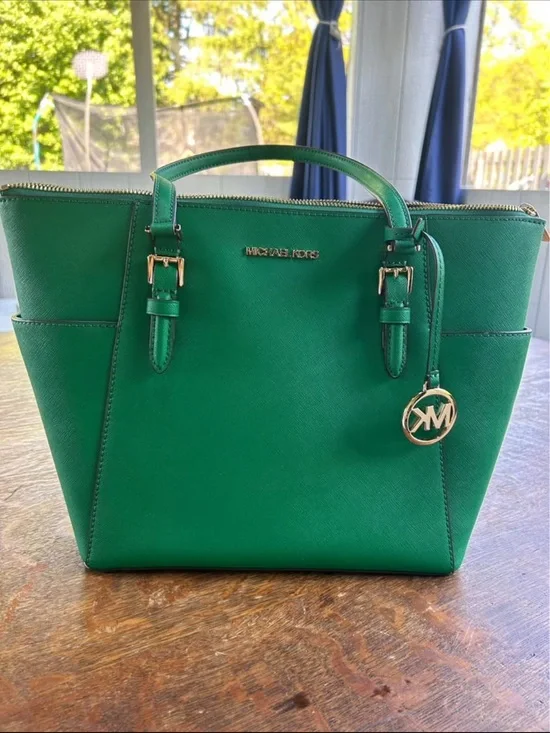 Michael Kors Emerald Green Saffiano Leather Tote