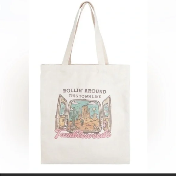 Market Tote Bag With Desert Theme Art