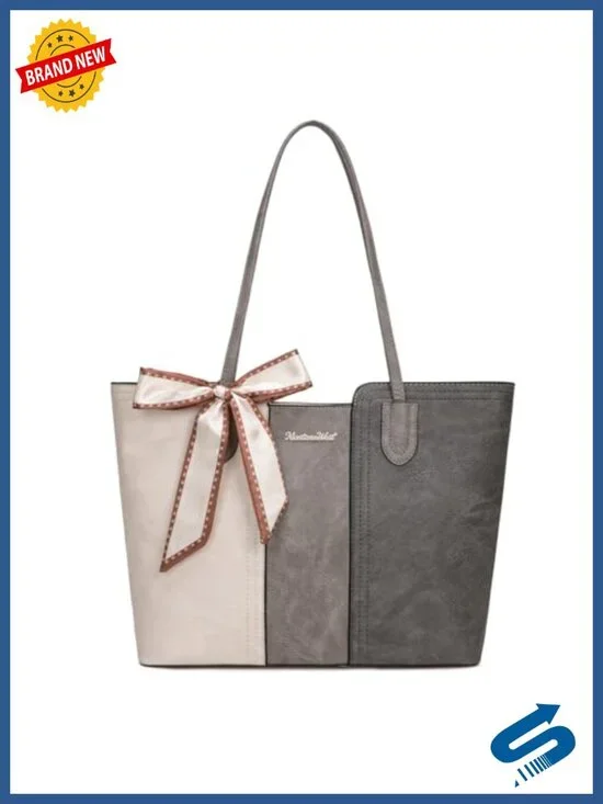 Faux Leather Top Handle Satchel Tote with Scarf