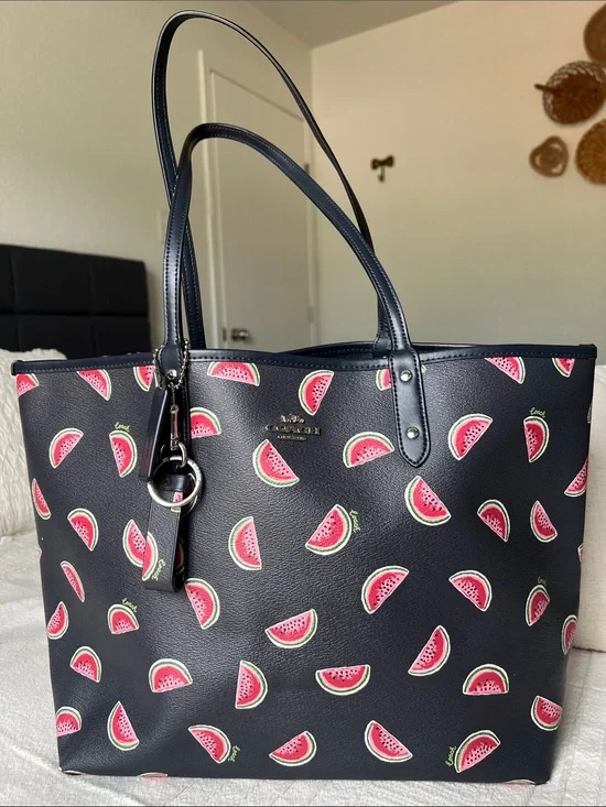 Coach Metro Navy Watermelon Print Tote, Reversible