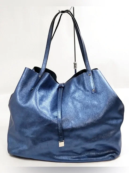 Tiffany&Co Blue Leather Tote Bag Shoulder Bag Handbag with pouch