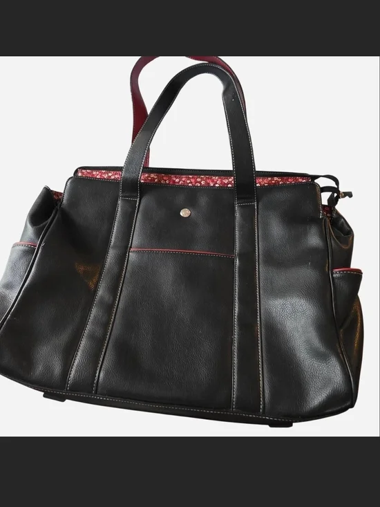 Liz Claiborne Black Tote Bag with Red Trim