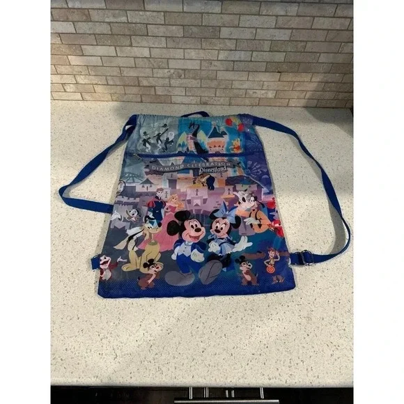 Disney Parks Diamond Celebration Disneyland resort drawstring‎ backpack #36