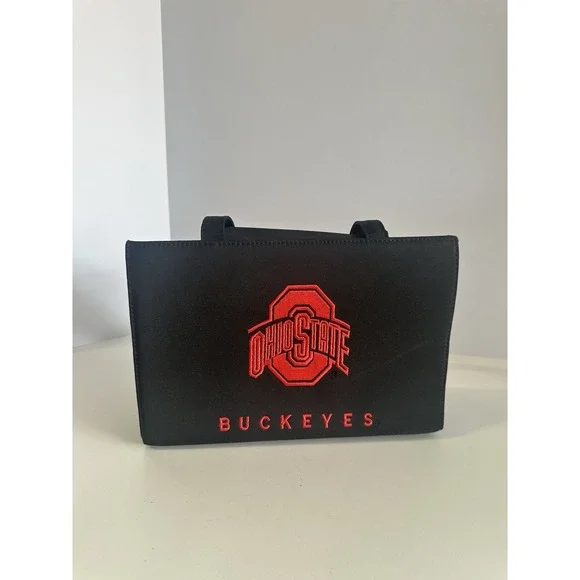 Ohio State Buckeyes Embroidered Black Tote Bag Symbol Living Fashion Handbag