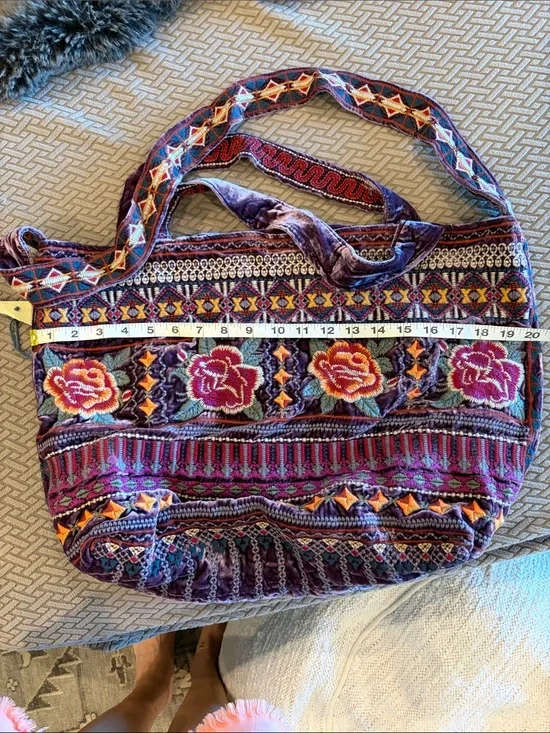 Johnny Was Multicolor Embroidered Floral Tote in Purple and Pink