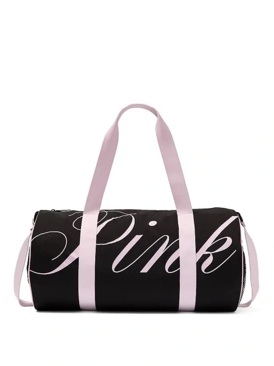 PINK Victoria's Secret Black Duffel with Light Pink Accents
