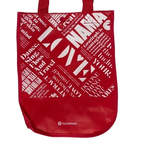 Lululemon Manifesto Dance Sing Floss and Travel Shopping Tote Bag Red White