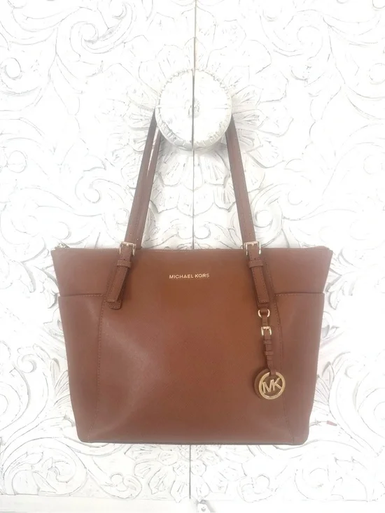 Michael Kors Cognac Brown Tote with Gold Charm