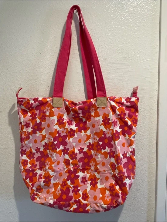 🌸 Lancôme Retro 70s Floral Travel Beach Tote Bag 19.5