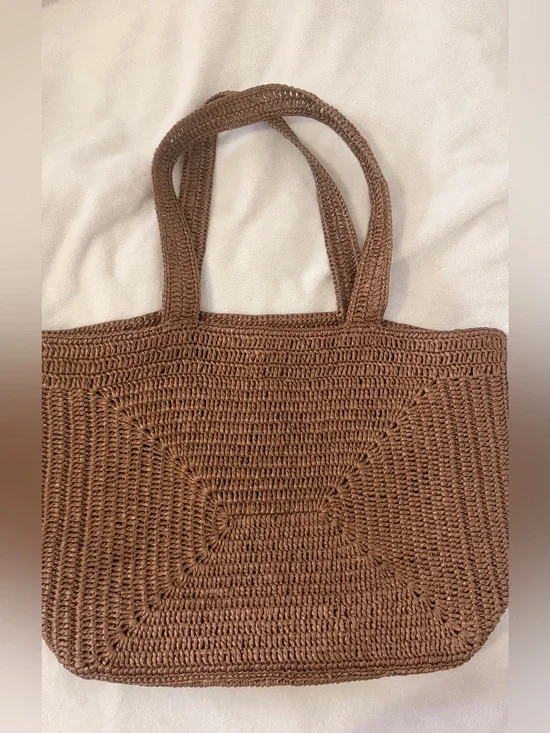 Aritzia Woven Crochet Tote Bag in Brown