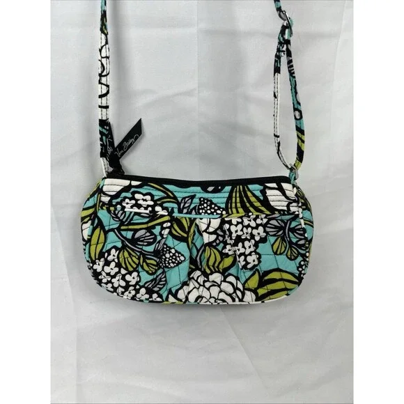 Vera Bradley Women's Island Blooms Frannie Crescent Crossbody Bag Purse Pleated