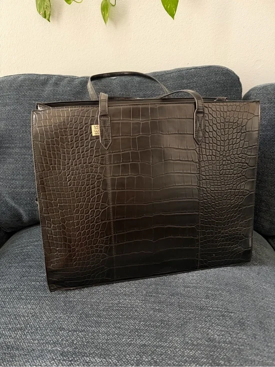 Béis Large Work Tote in Black Croc