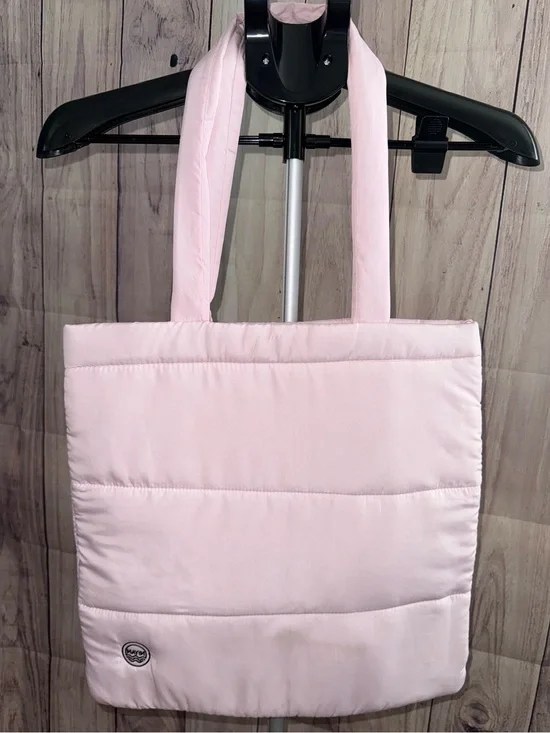 MAYIM Quilted Puffer Tote Bag – Light Pink – Magnetic Snap Closure