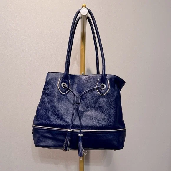 Cole Haan Vintage leather Reiley tassel tote in Navy EUC