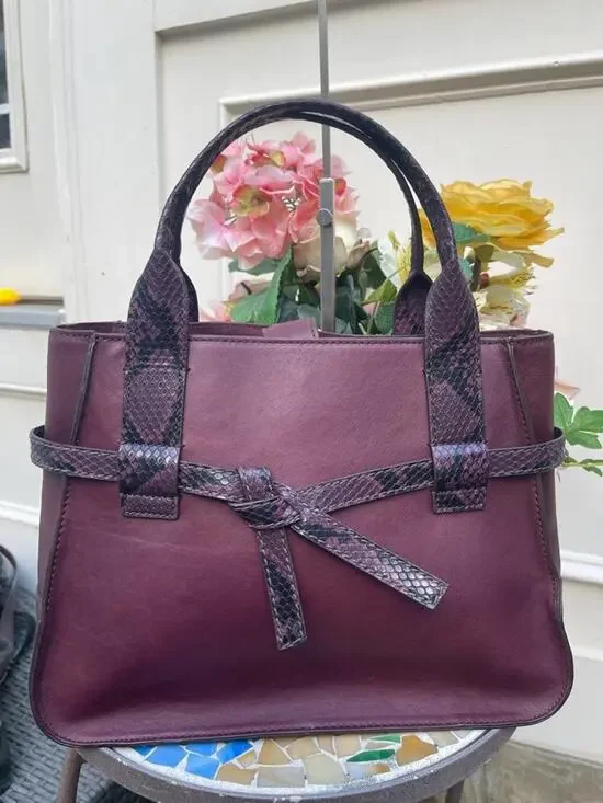 FOSSIL willow BURGUNDY BELTED TOP TOTE BAG (300