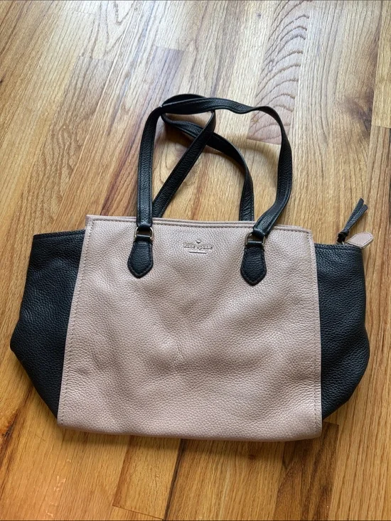 kate spade Two-Tone Pebbled Leather Tote in Black & Blush purse