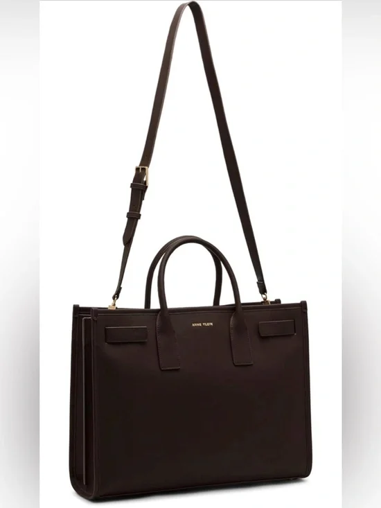 Anne Klein 3 Pieces Work Tote. Brown/Gold.