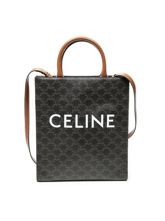 Celine Small Vertical Cover Tote Brown Triomphe Canvas