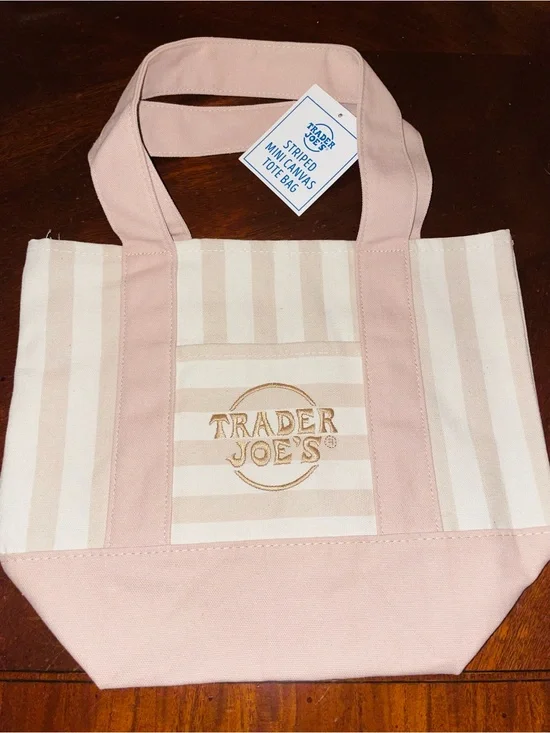 Pink Striped Canvas Tote