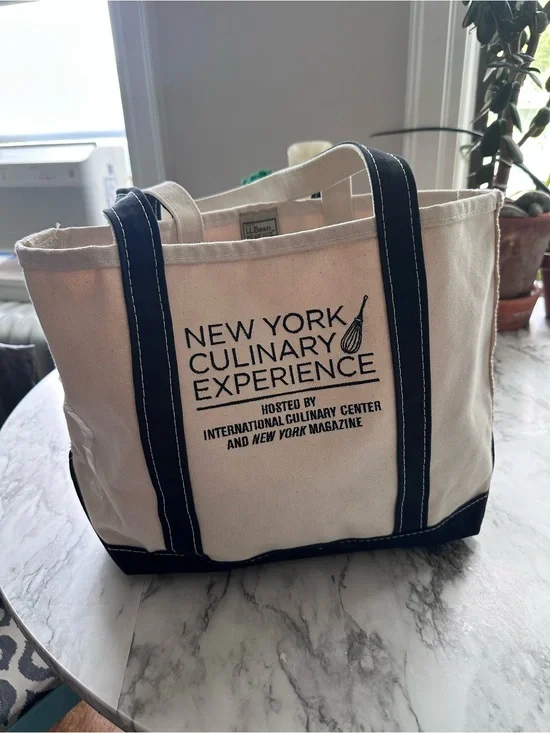 LL Bean Boat and Tote New York Culinary Experience Canvas Tote - Cream & Navy