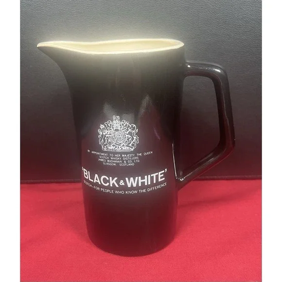 Black and‎ White Scotch Whisky Water Pitcher Pub Jug Vintage Barware Scotties