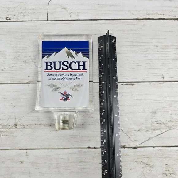 Vintage Busch Beer Tap Handle Clear Acrylic Lucite Mountain Logo Anheuser Busch