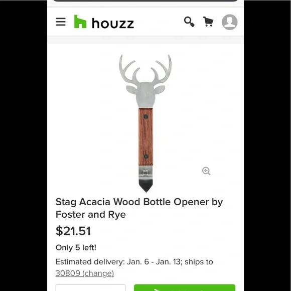 Foster and rye stag bottle‎ opener. NWT