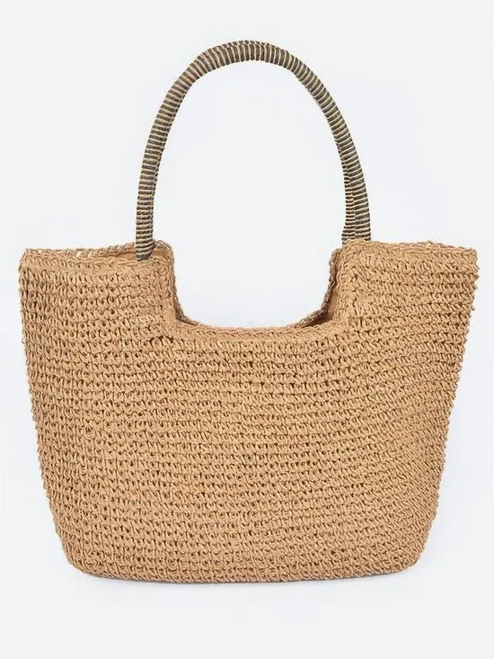 Faux Straw Tote Bag