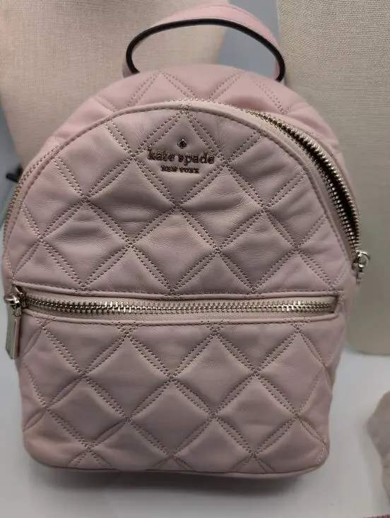 Kate Spade New York Quilted Mini Backpack Blush Pink Leather Gold Hardware