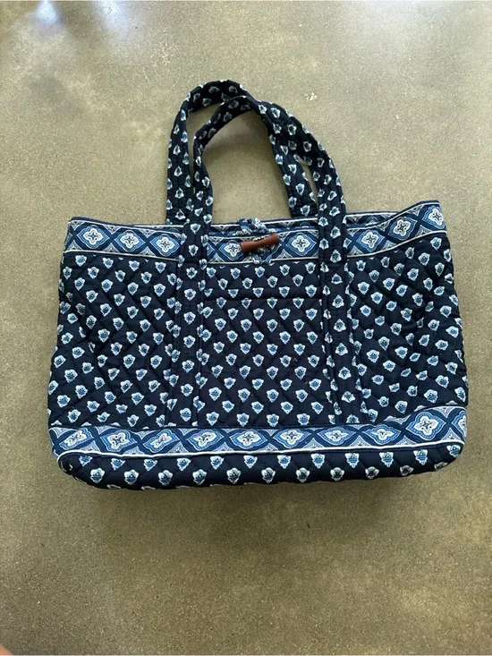 Vera Bradley Quilted Navy Blue Patterned Tote Bag