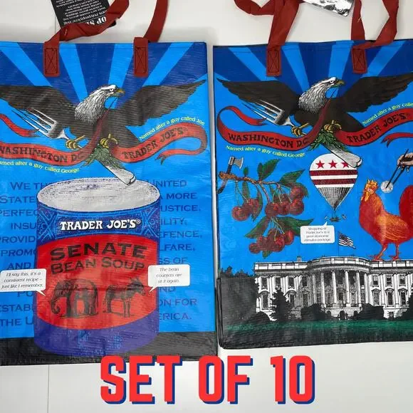 Lot 10x Trader Joe’s Washington DC Tote Bag Eco Reusable Shopper USA White House