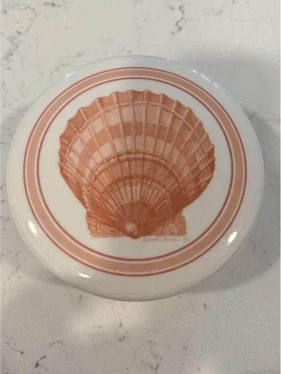 Roger Bucklin Vintage Coasters Set of 5 w/Holder Shell Melamine