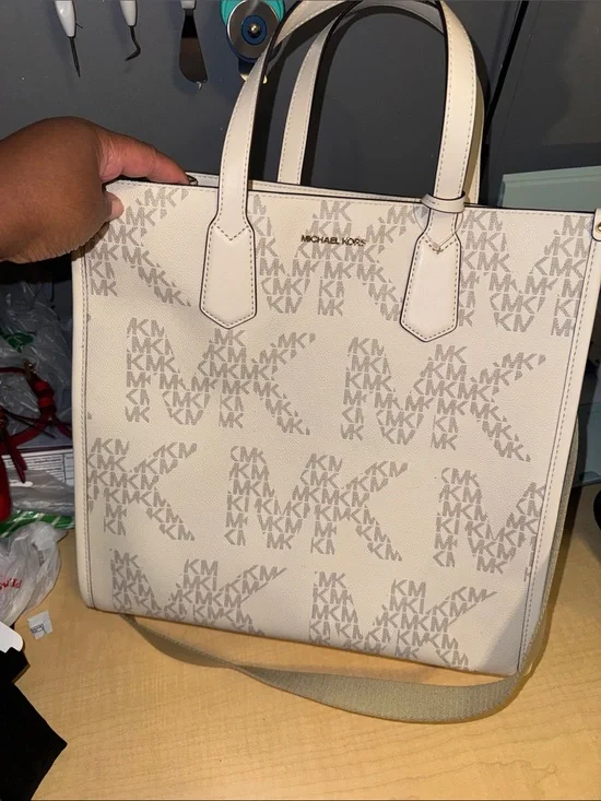 Michael Kors Cream Logo Tote with Neutral MK Print