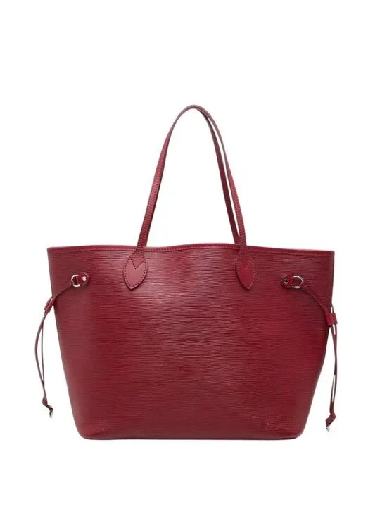 Louis Vuitton Epi Neverfull MM Tote Shoulder Bag Fuchsia Wine Red Leather